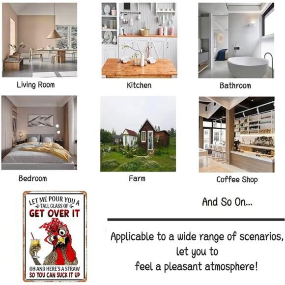 Funny Chicken Gifts Chicken Let Me Pour You A Tall Glass of Get Over It Tin - Picture 4 of 8